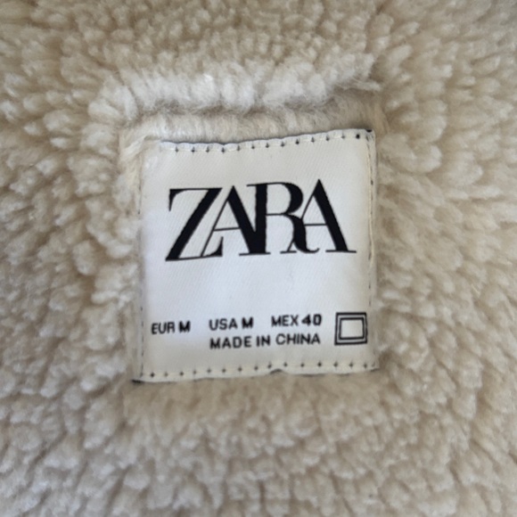 Zara Double-Faced Faux Leather Biker Jacket – Black / Crème - Picture 2 of 3